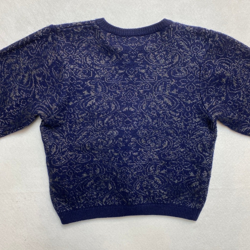 Louis Joone Knit Sweater Womens Small Blue Metallic Patterned Pullover - Picture 8 of 8